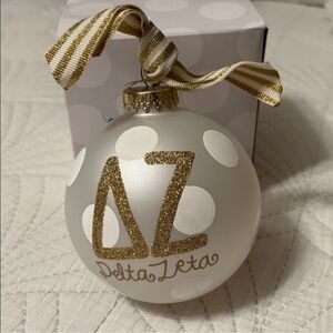 Coton Colors Delta Zeta Sorority Gold Glitter Glass Ornament